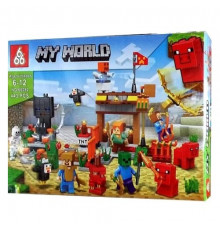 Детский конструктор Minecraft MY WORLD 66052, 443 детали Пластик «Нападение на крепость» или «Веселый праздник». 