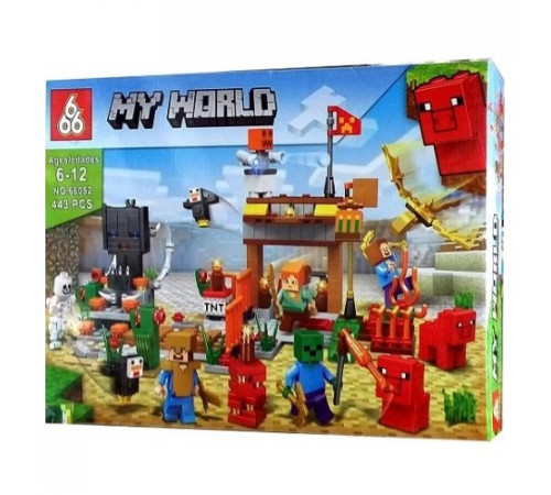 Детский конструктор Minecraft MY WORLD 66052, 443 детали Пластик «Нападение на крепость» или «Веселый праздник». 