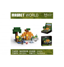 Конструктор магнитный по компьютерной игре майнкрафт 151 деталь T 9921 , в коробке Магнитный конструктор Майнкрафт Minecraft 151 элемент Magnet World (T 9921) 
