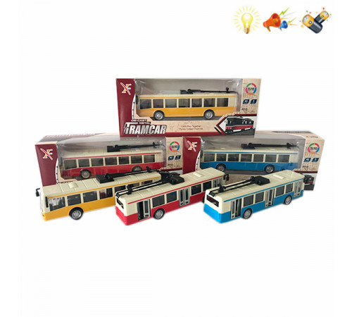 Тралейбус метал, музыка, свет с батарейками XL80189L